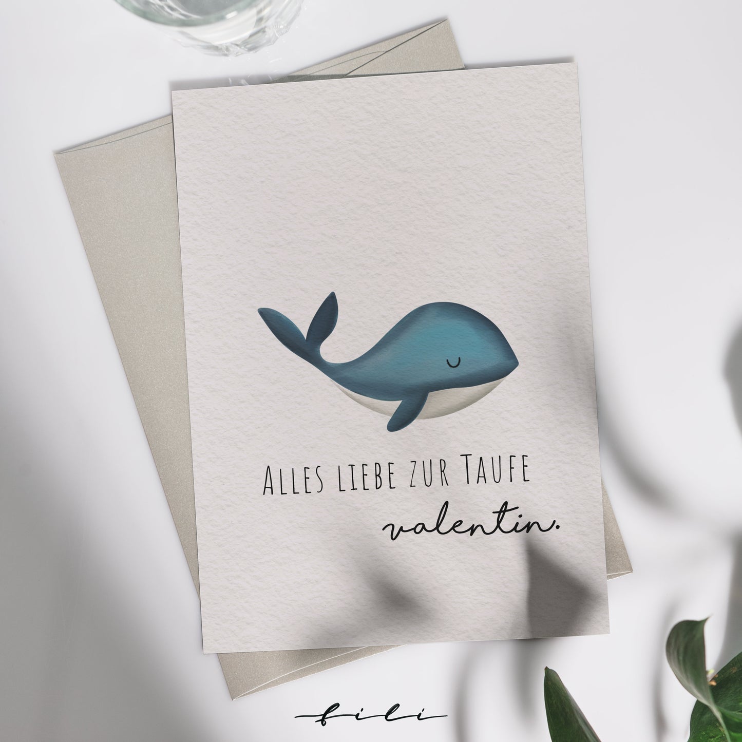 Taufkarte Wal | Klappkarte oder Postkarte