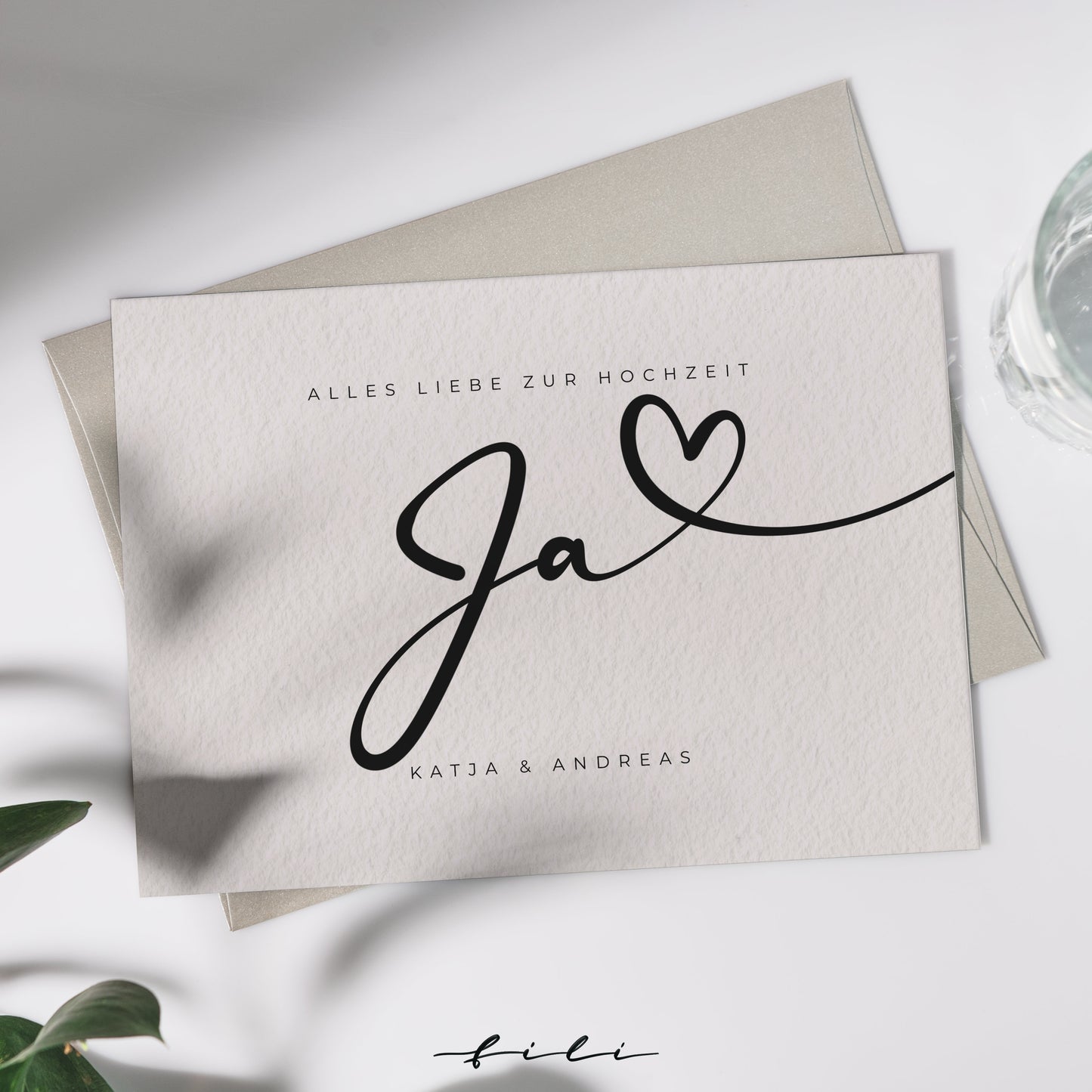 Hochzeitskarte "Ja" | Klappkarte oder Postkarte