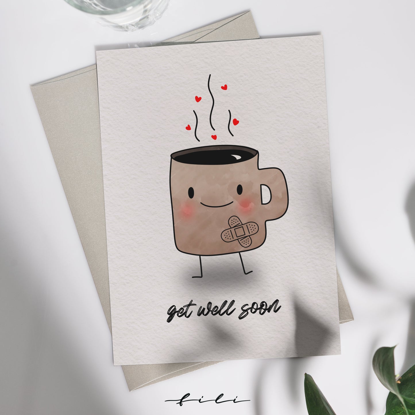 Genesungskarte Tasse | Klappkarte oder Postkarte
