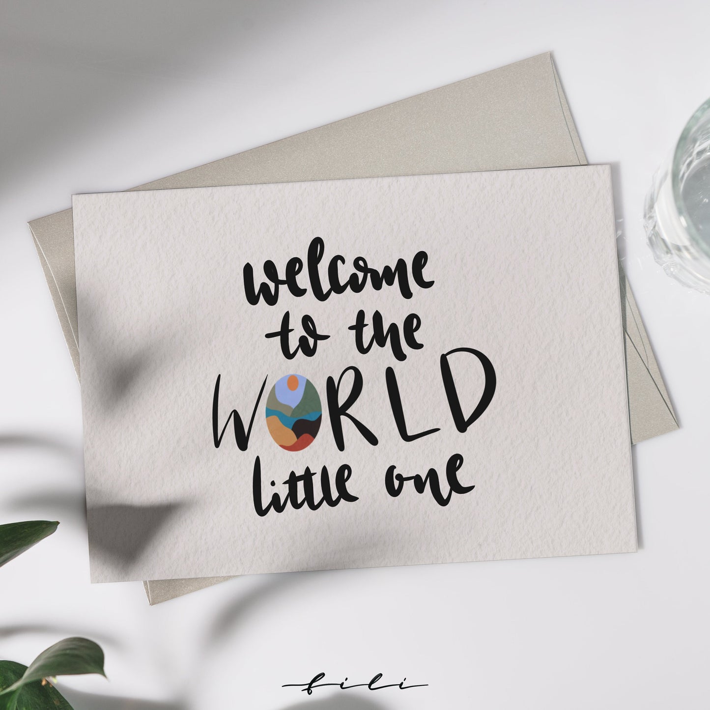 Glückwunschkarte Baby "World" | Klappkarte oder Postkarte