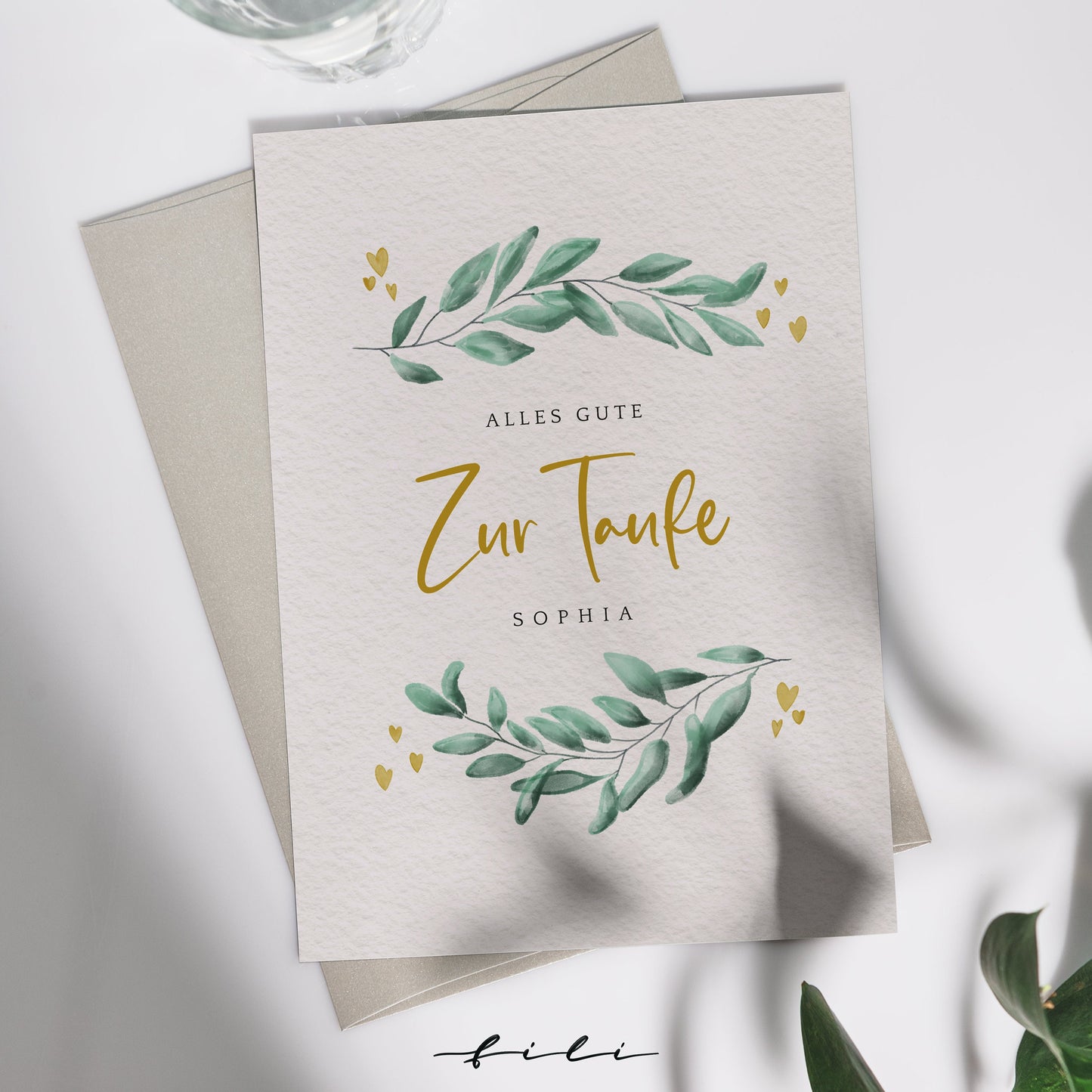 Taufkarte "floral" | Klappkarte oder Postkarte