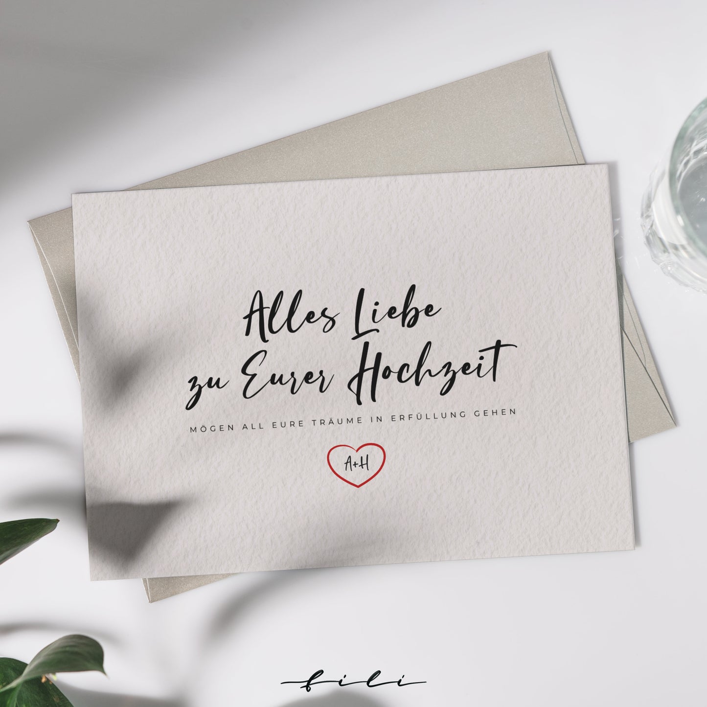 Hochzeitskarte "Alles Liebe" | Klappkarte oder Postkarte