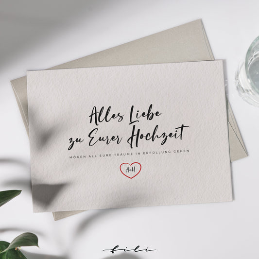 Hochzeitskarte "Alles Liebe" | Klappkarte oder Postkarte