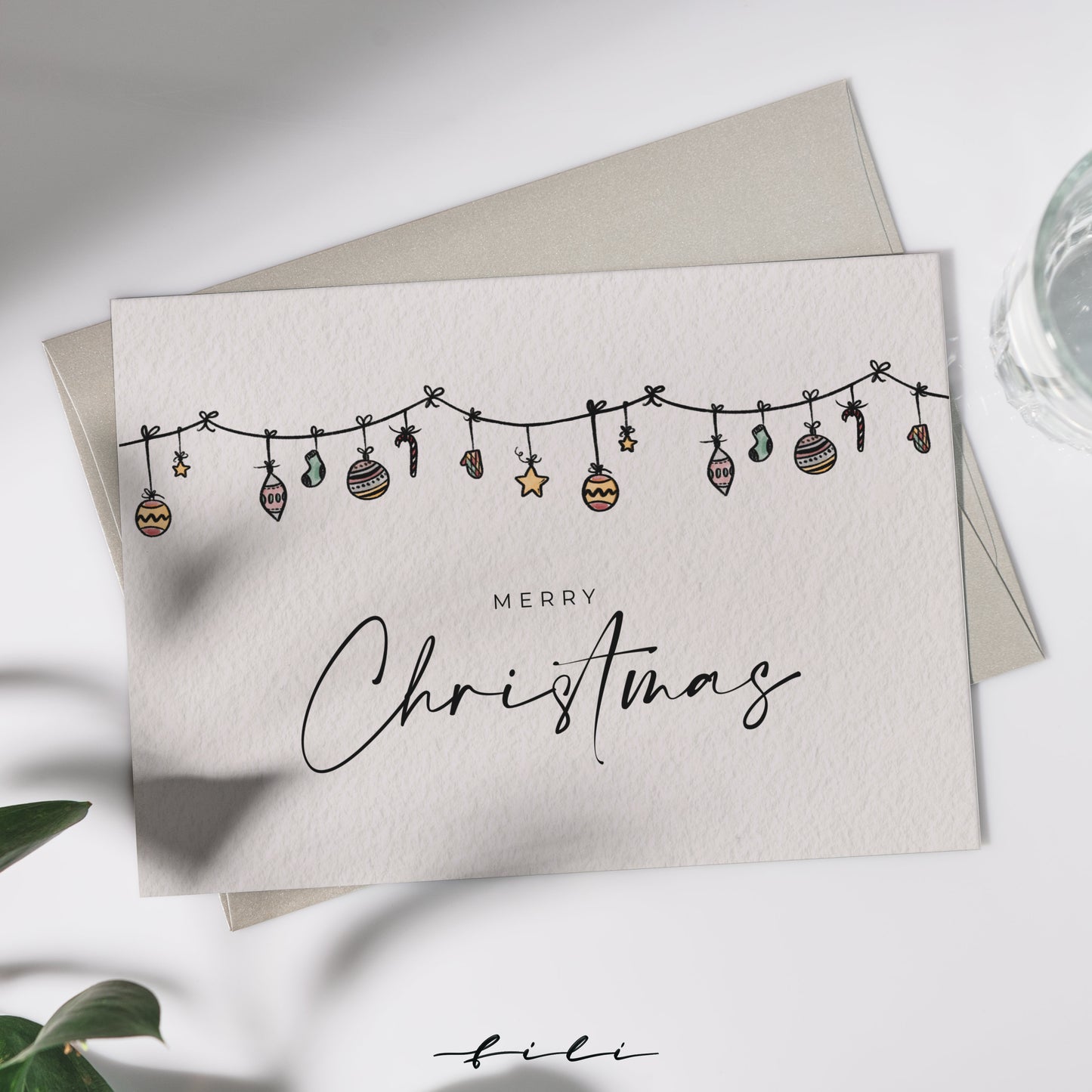 Weihnachtskarte Girlande | Klappkarte oder Postkarte