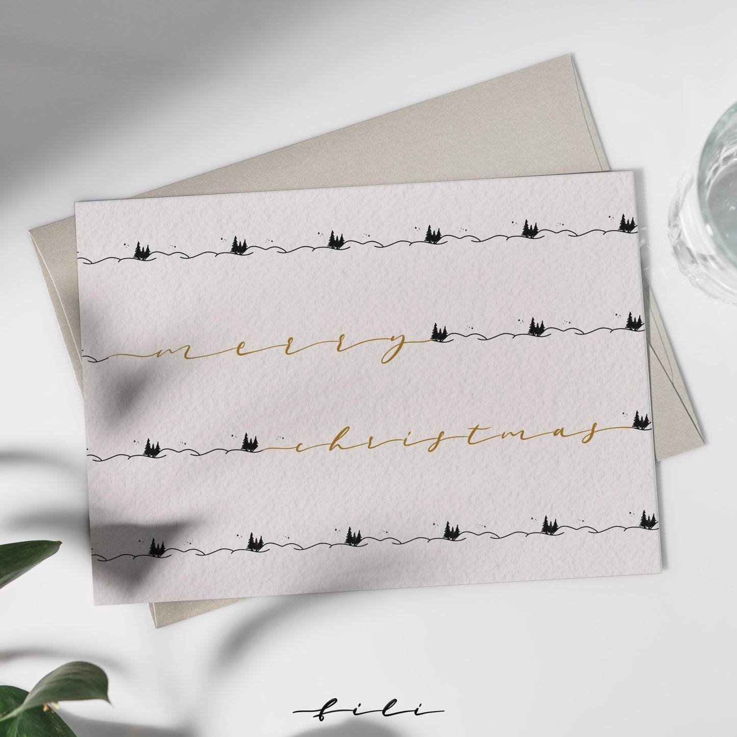 Weihnachtskarte Landschaft | Klappkarte oder Postkarte