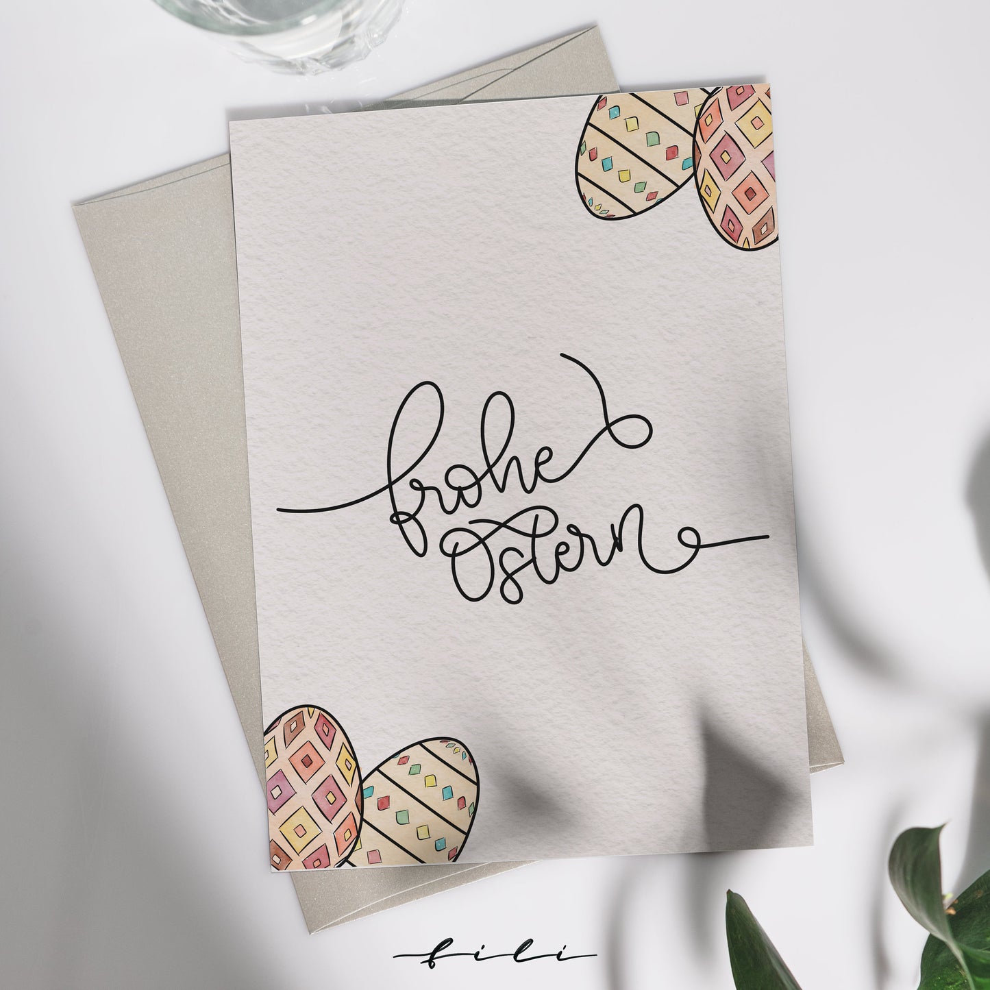 Osterkarte "Frohe Ostern" | Klappkarte oder Postkarte