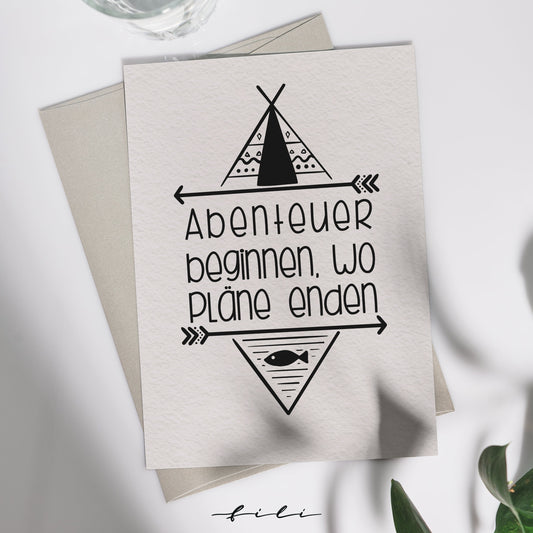 Grußkarte Abenteuer | Klappkarte oder Postkarte