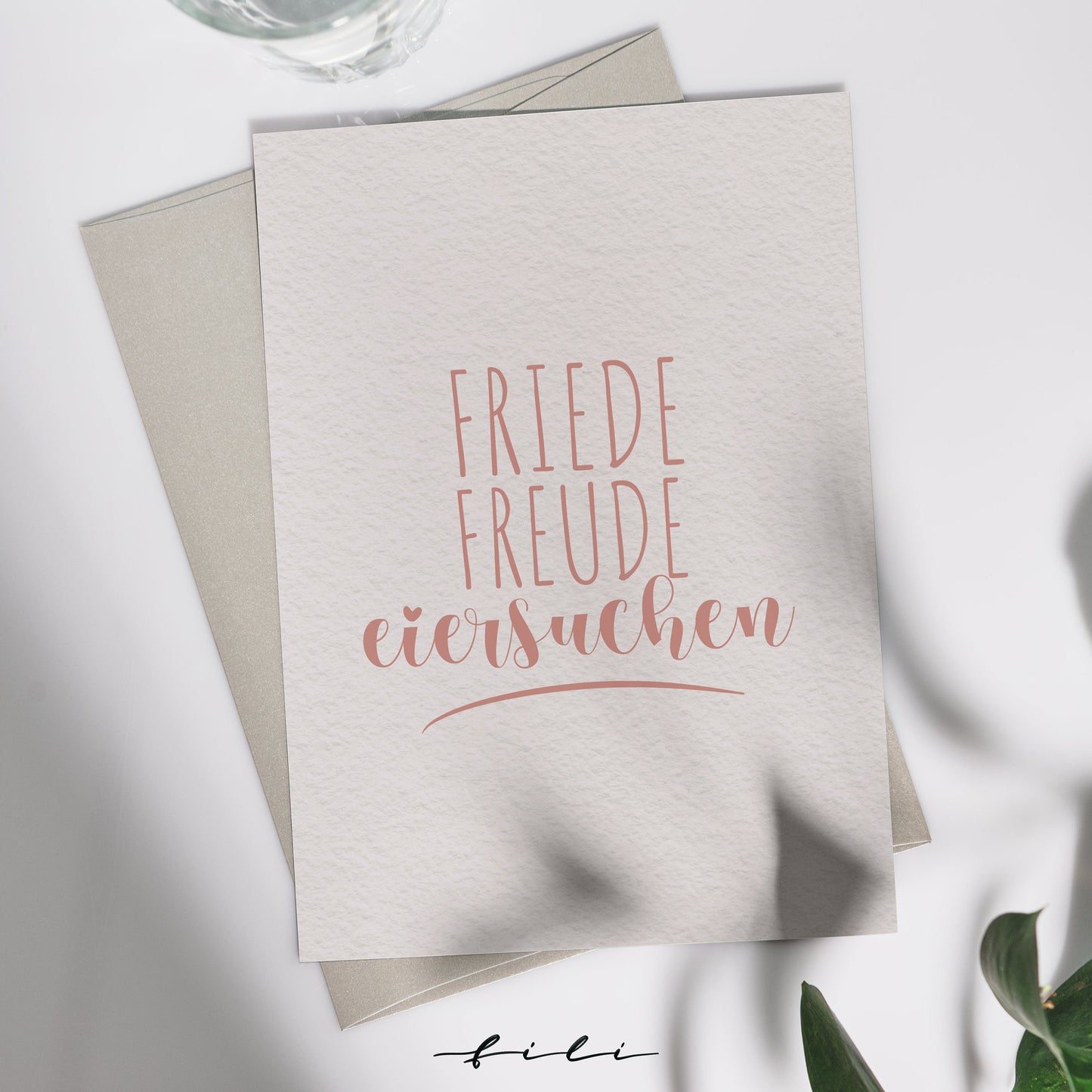 Osterkarte Friede Freude Eiersuchen | Klappkarte oder Postkarte