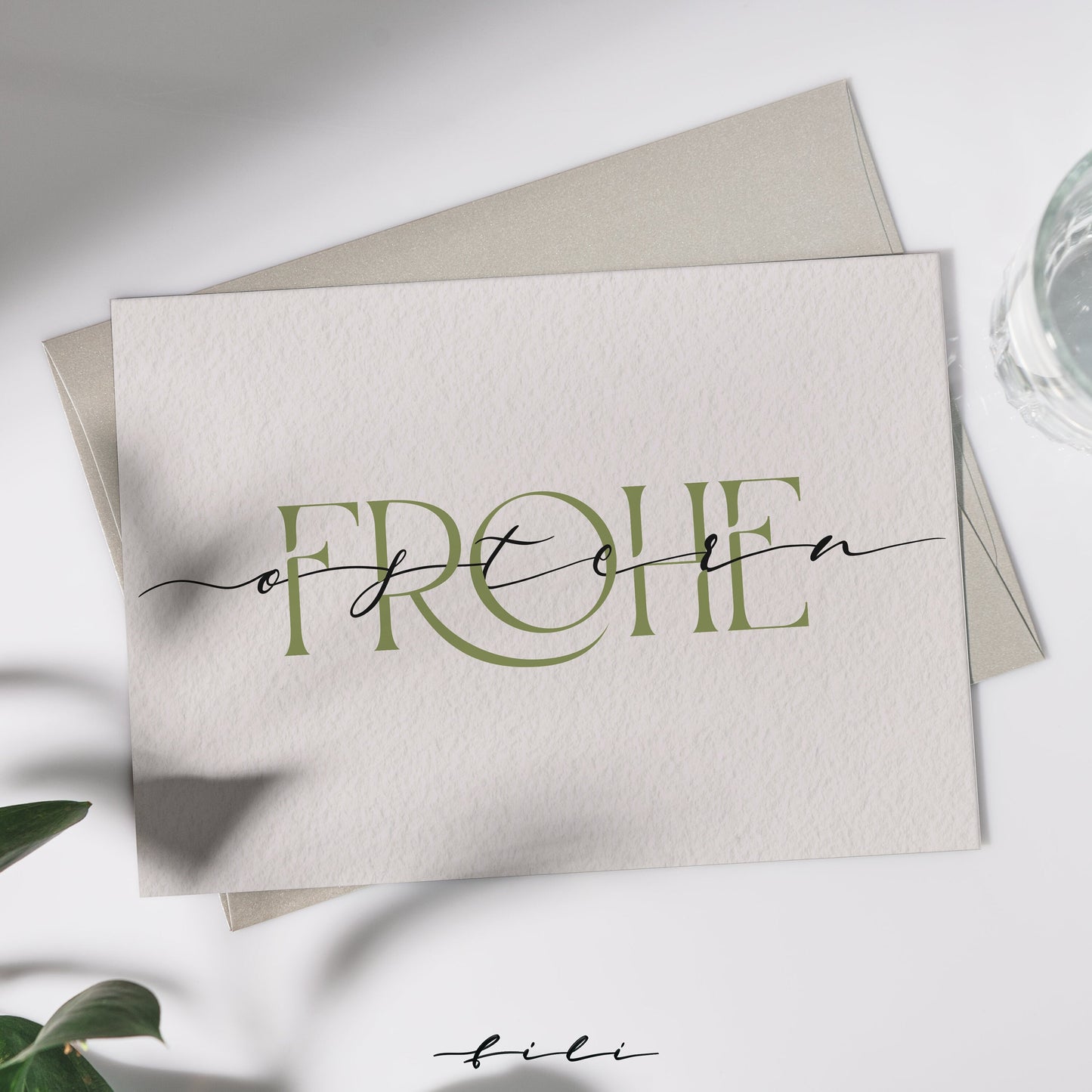 Osterkarte Kalligraphie | Klappkarte oder Postkarte