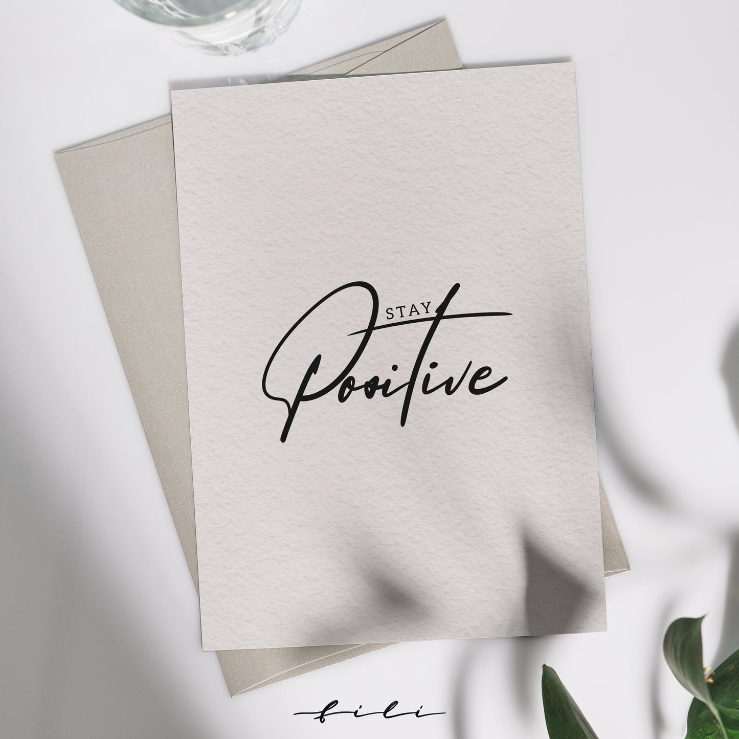 Genesungskarte "stay positive" | Klappkarte oder Postkarte