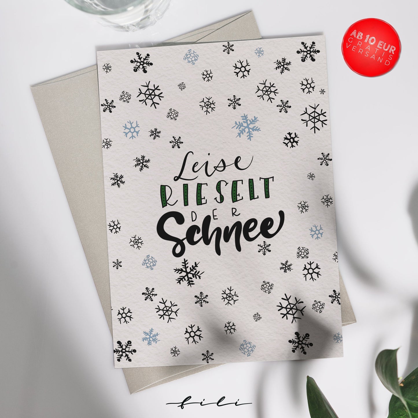 Weihnachtskarte "Leise rieselt der Schnee" | Klappkarte oder Postkarte